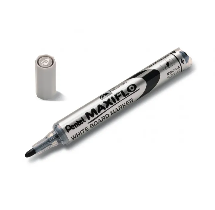 Pentel MAXIFLO MWL5S Whiteboard-Marker Schwarz – Feine Rundspitze 2,0 Mm, Trocken Abwischbar